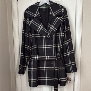 Ralph Lauren Black and White Check Trench Coat